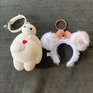 Disney Baymax Zippered Comp Charm with Red Heart/ Disney Mouse Ears Keychain